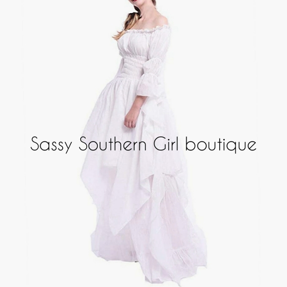 ⭐🆕 Boho white peasant maxi dress - Picture 6 of 10